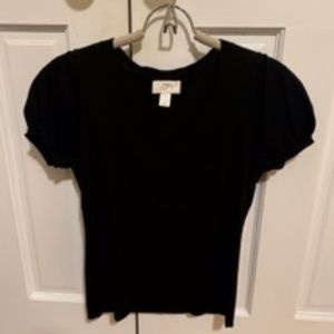 Ann Taylor Loft, soft black cotton sweater, short sleeved.